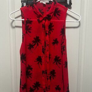 Palm Tree Button Up Blouse Tank